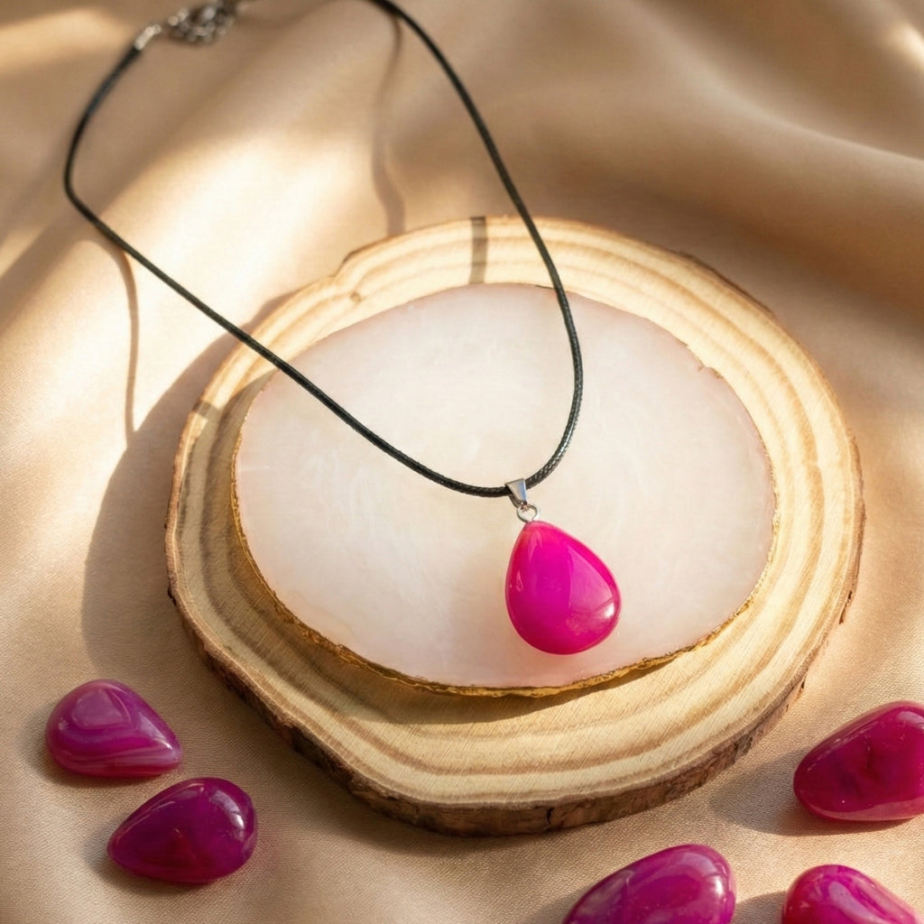 Collar de Ágata Fucsia Gota – Energía y Alegría
