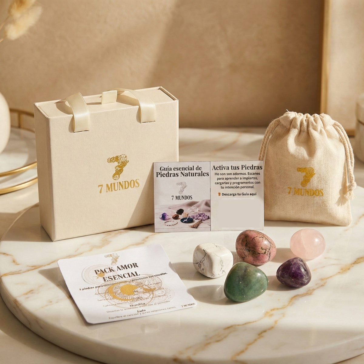 Set 5 Piedras Naturales Amor Esencial Amor Propio 7 Mundos