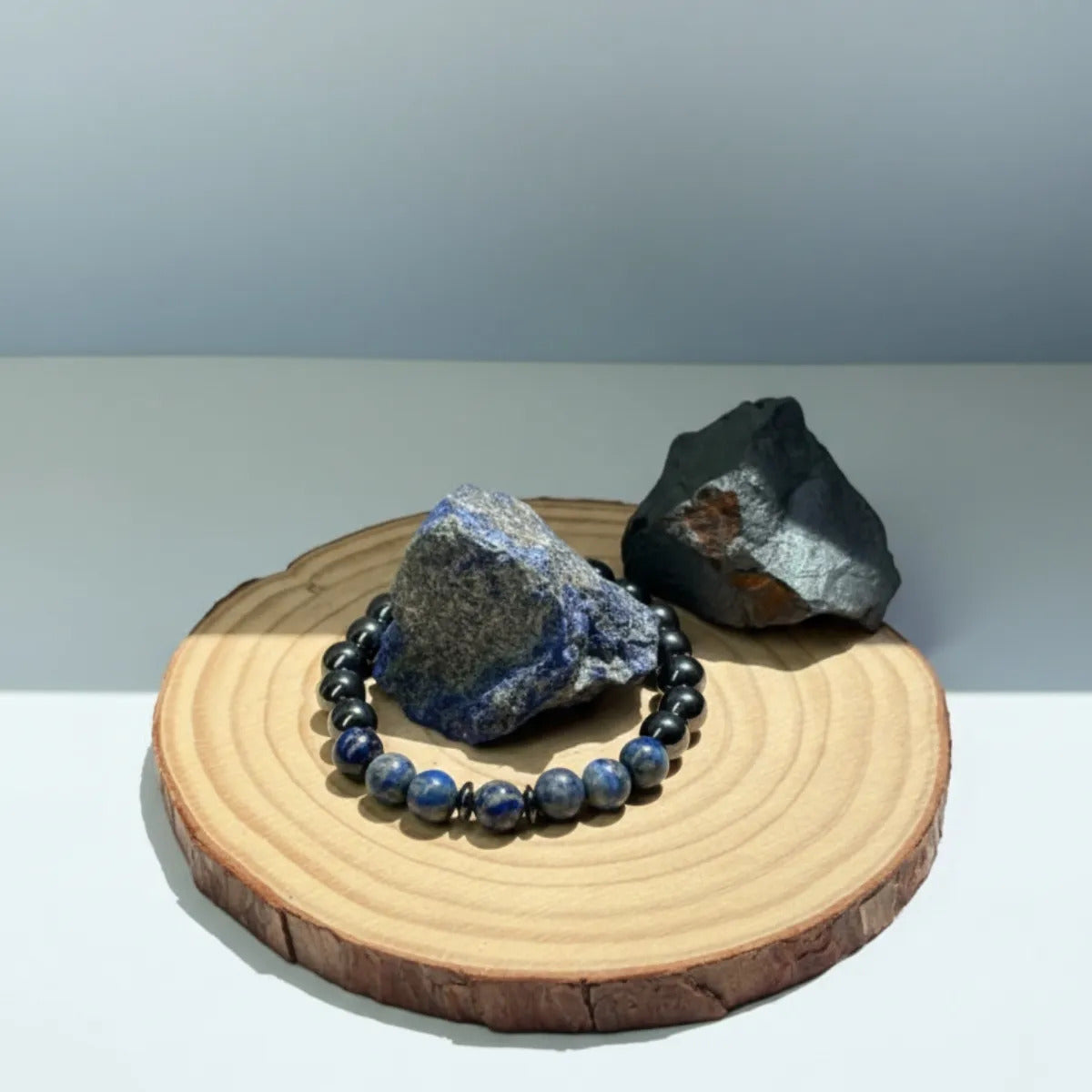 Pulsera Lapislázuli Y Hematita De Piedras Naturales
