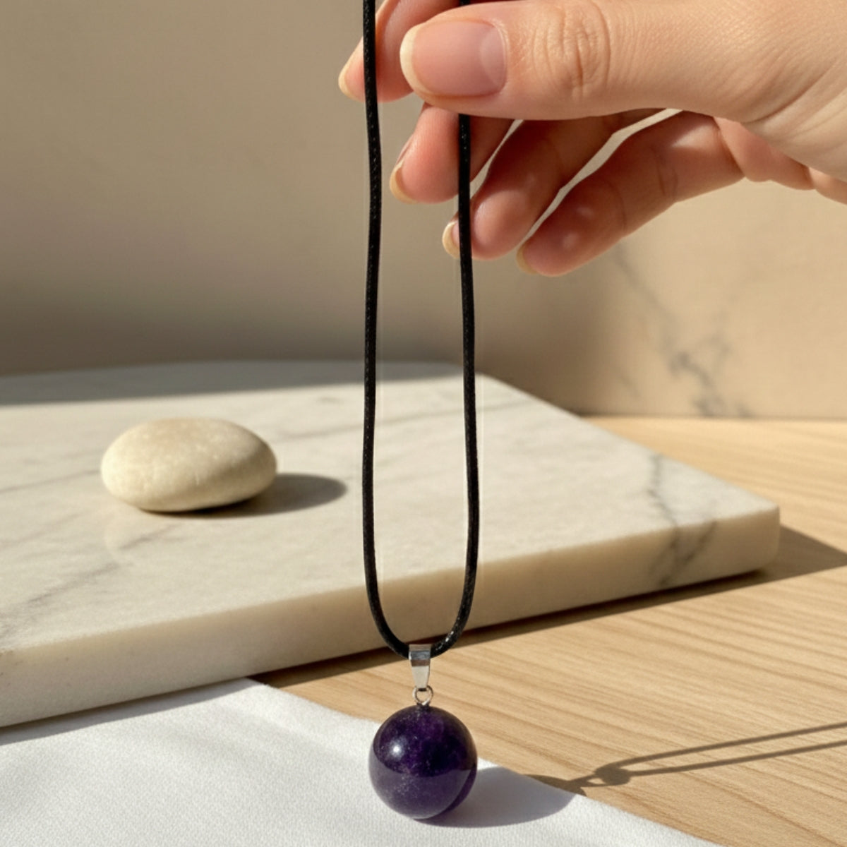 Collar de Amatista Cuero PU