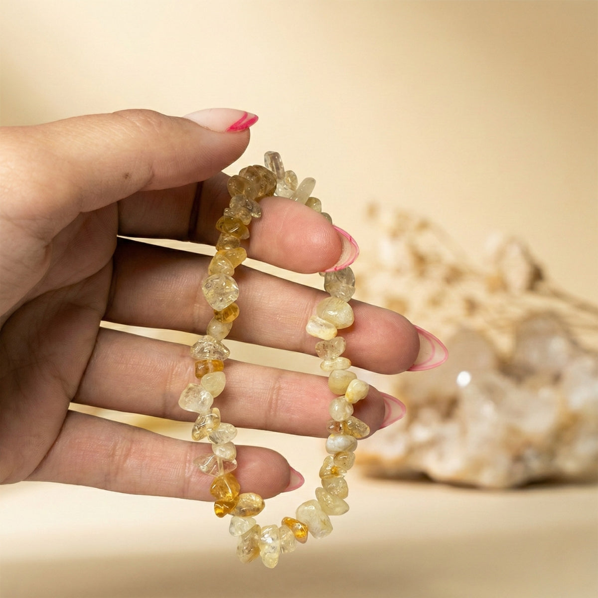 Pulsera Chips de Citrino Natural para Abundancia y Prosperidad