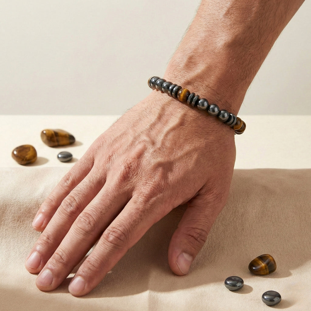 Pulsera de Ojo de Tigre y Hematita