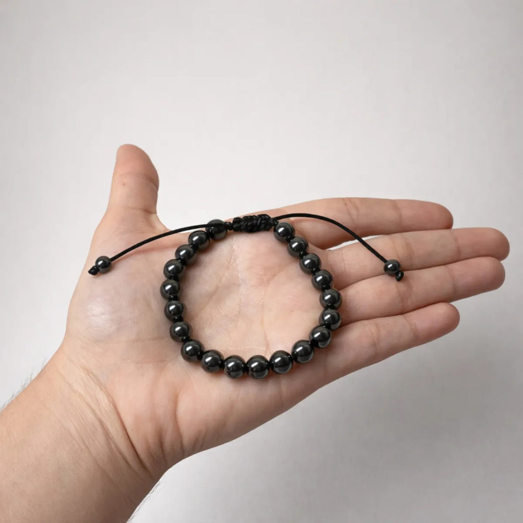 Pulsera Hematita Ajustable Piedra Natural Protección Unisex 