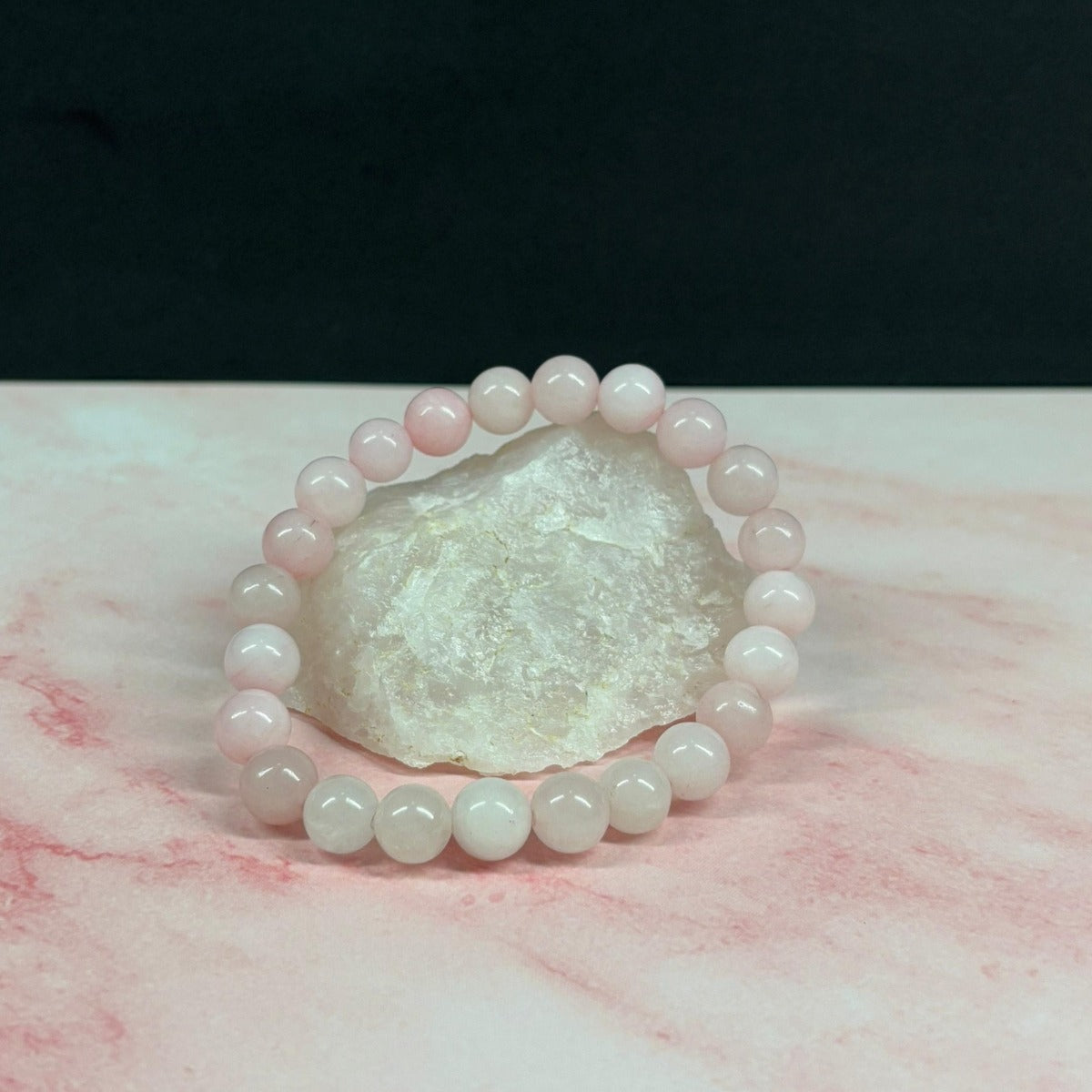 Pulsera Piedra Natural De Cuarzo Rosa Energética