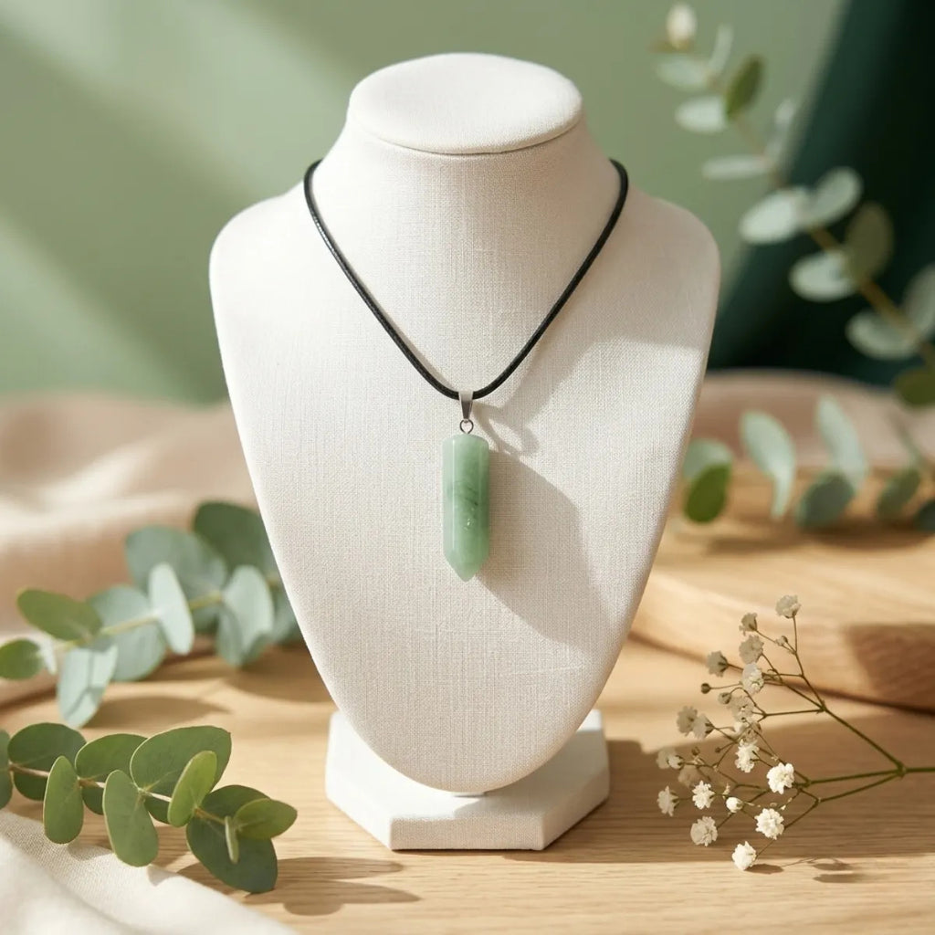 Collar Punta de Aventurina Cuero PU