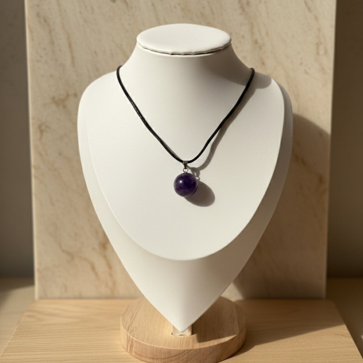 Collar de Amatista Cuero PU