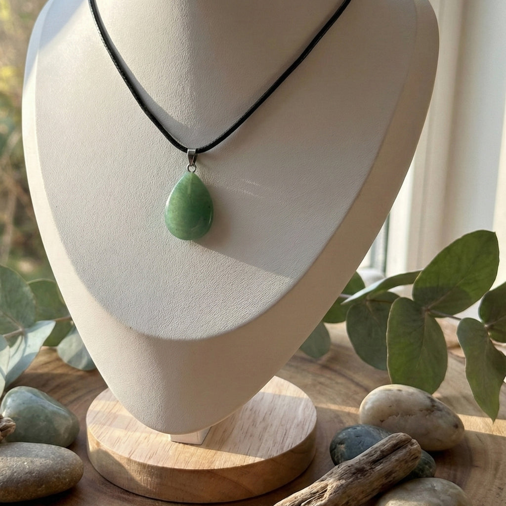 Collar de Jade Verde Cuero PU