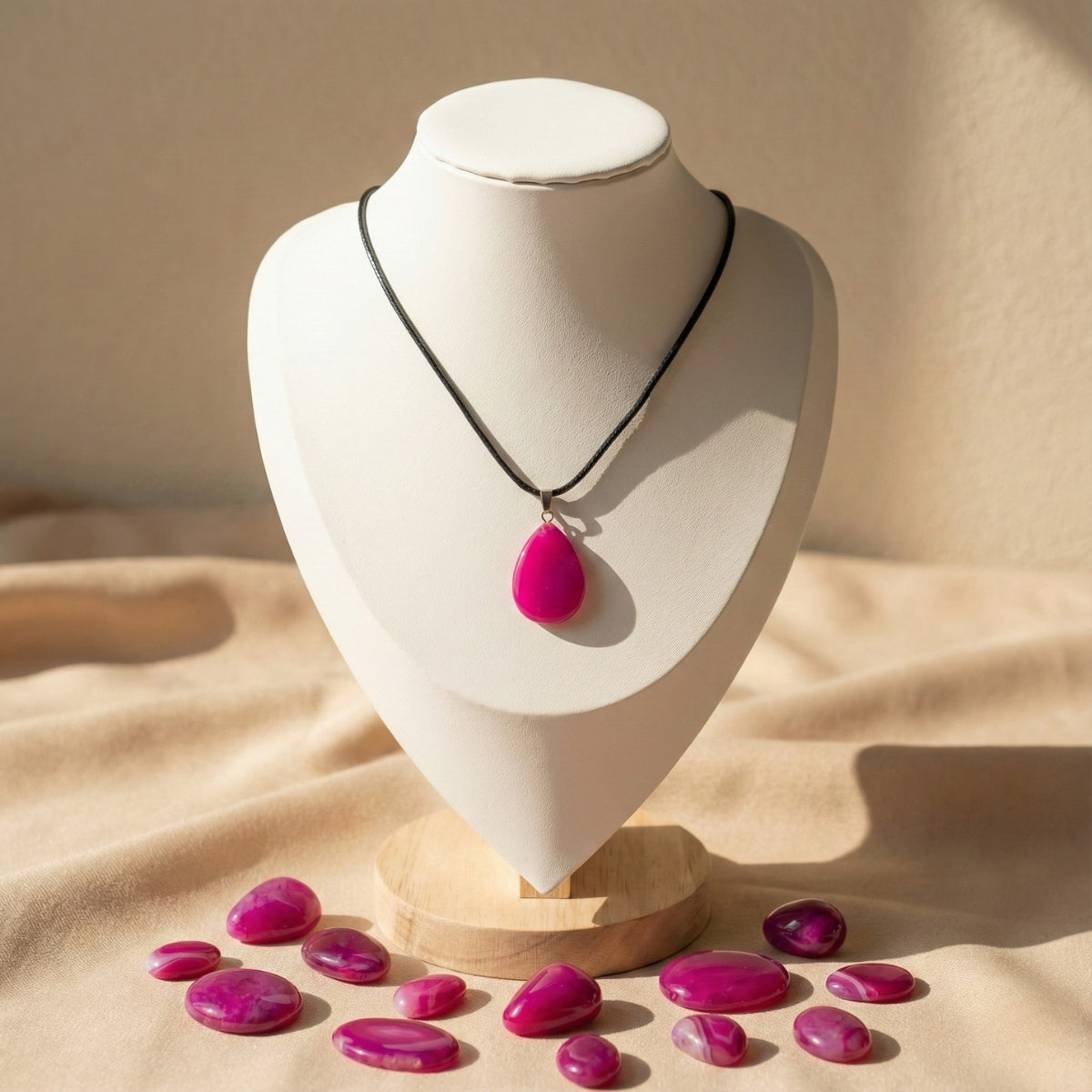 Collar de Ágata Fucsia Gota – Energía y Alegría