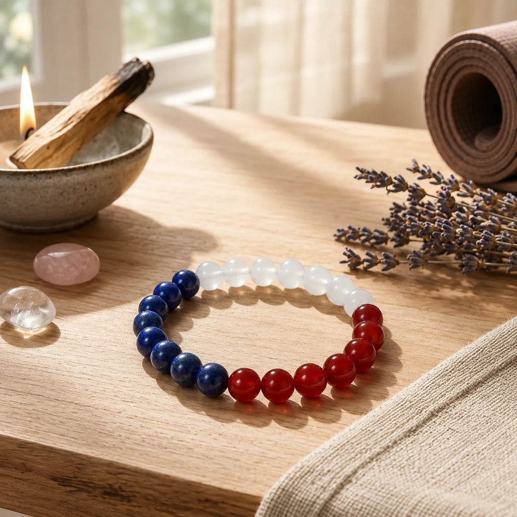 Pulsera Piedras Naturales Chile Tricolor Ágata Lapislázuli