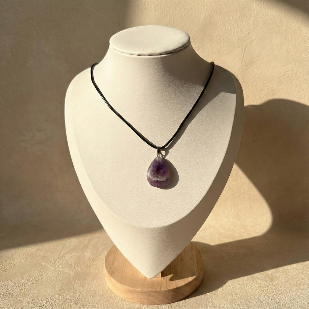 Collar de Amatista Cuero PU