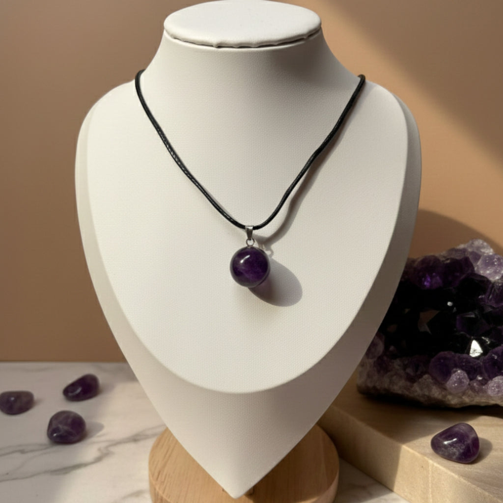 Collar de Amatista Cuero PU