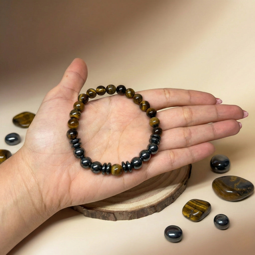 Pulsera de Ojo de Tigre y Hematita