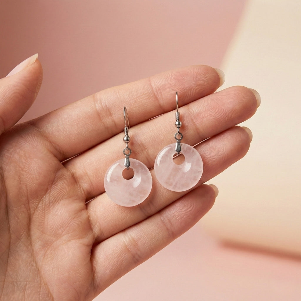 Aros de Cuarzo Rosa – Amor y Sanación