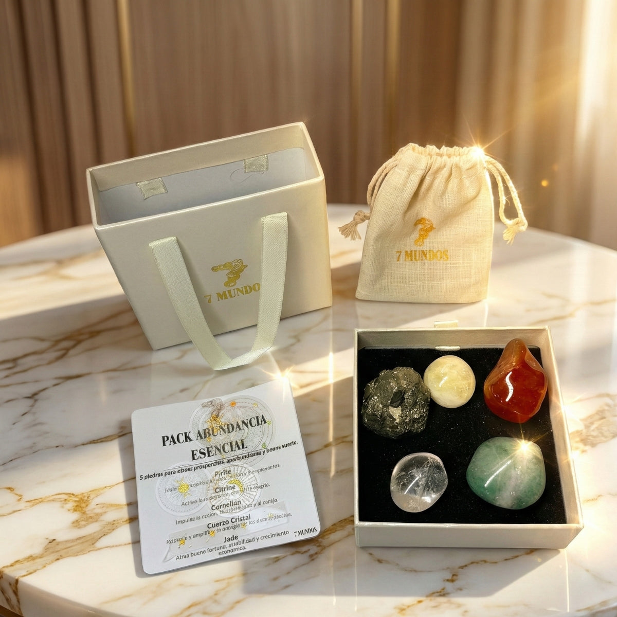 Set Piedras Naturales Abundancia Esencial Para Prosperidad