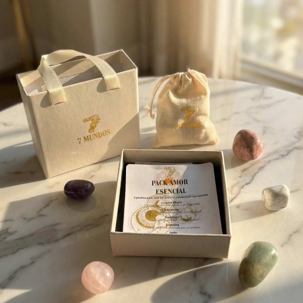 Set 5 Piedras Naturales Amor Esencial Amor Propio 7 Mundos