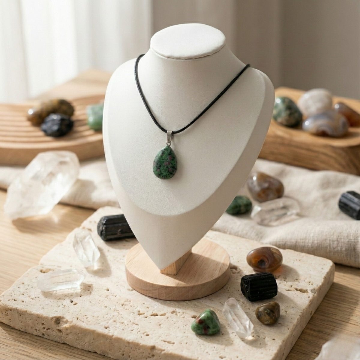 Collar de Rubí Zoisita Gota