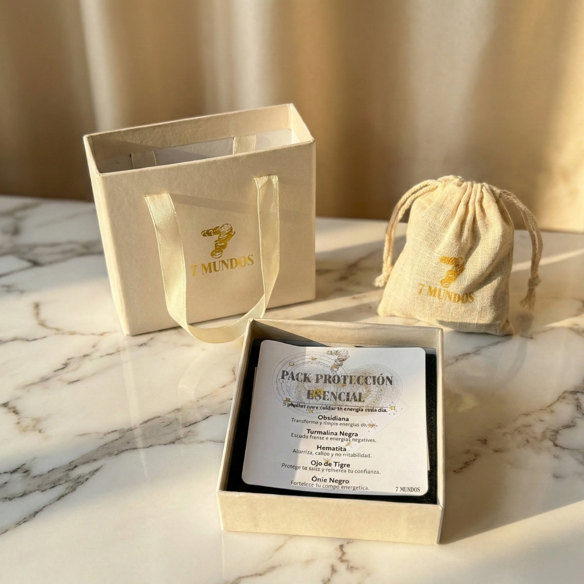Set 5 Piedras protectoras Naturales Protección Esencial 7 Mundos