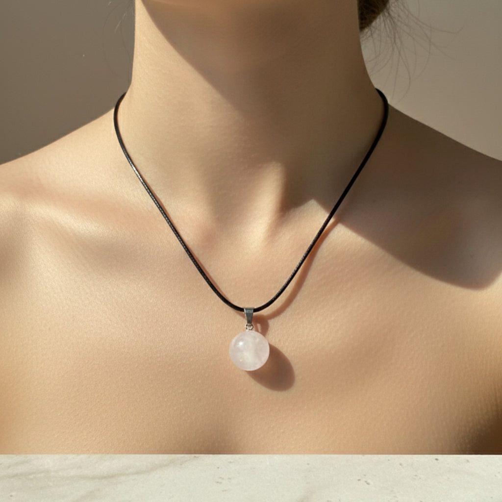 Collar de Cuarzo Cristal Cuero PU