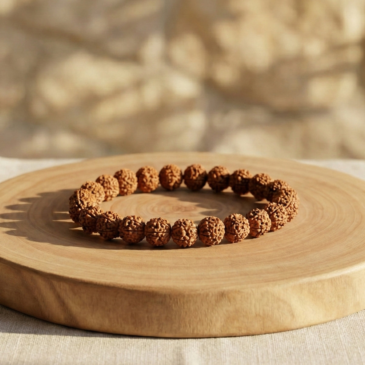 Pulsera Semillas Rudraksha Natural 8mm para Protección y Paz