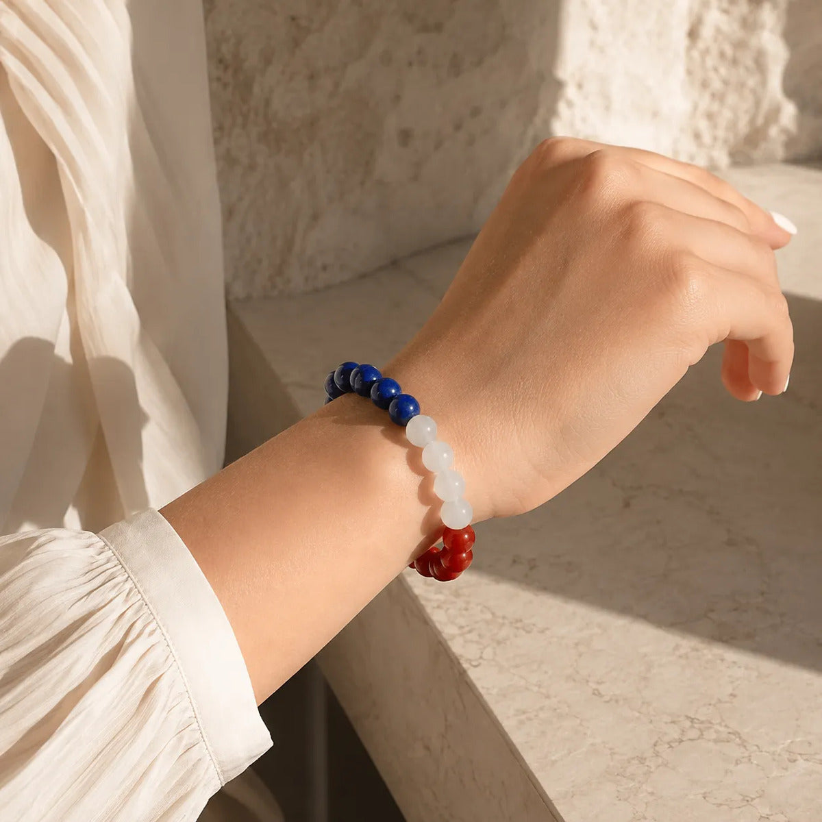 Pulsera Piedras Naturales Chile Tricolor Ágata Lapislázuli