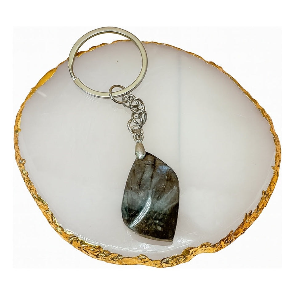 Llavero Labradorita Piedra Natural Energética