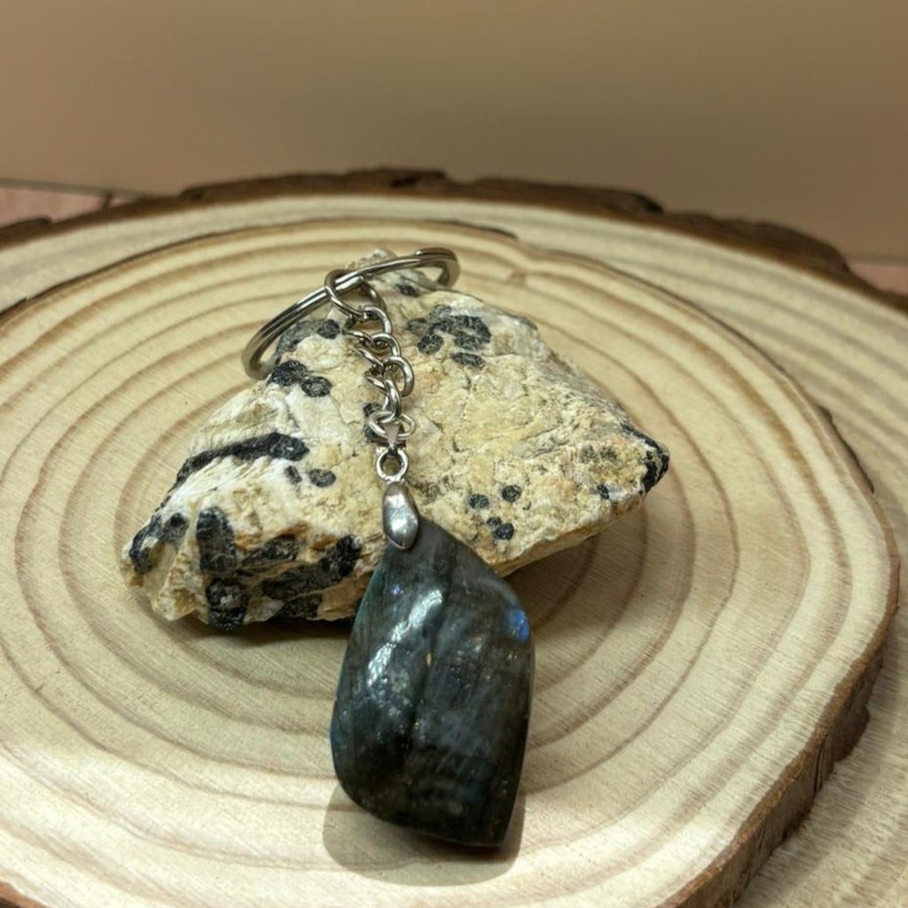 Llavero Labradorita Piedra Natural Energética