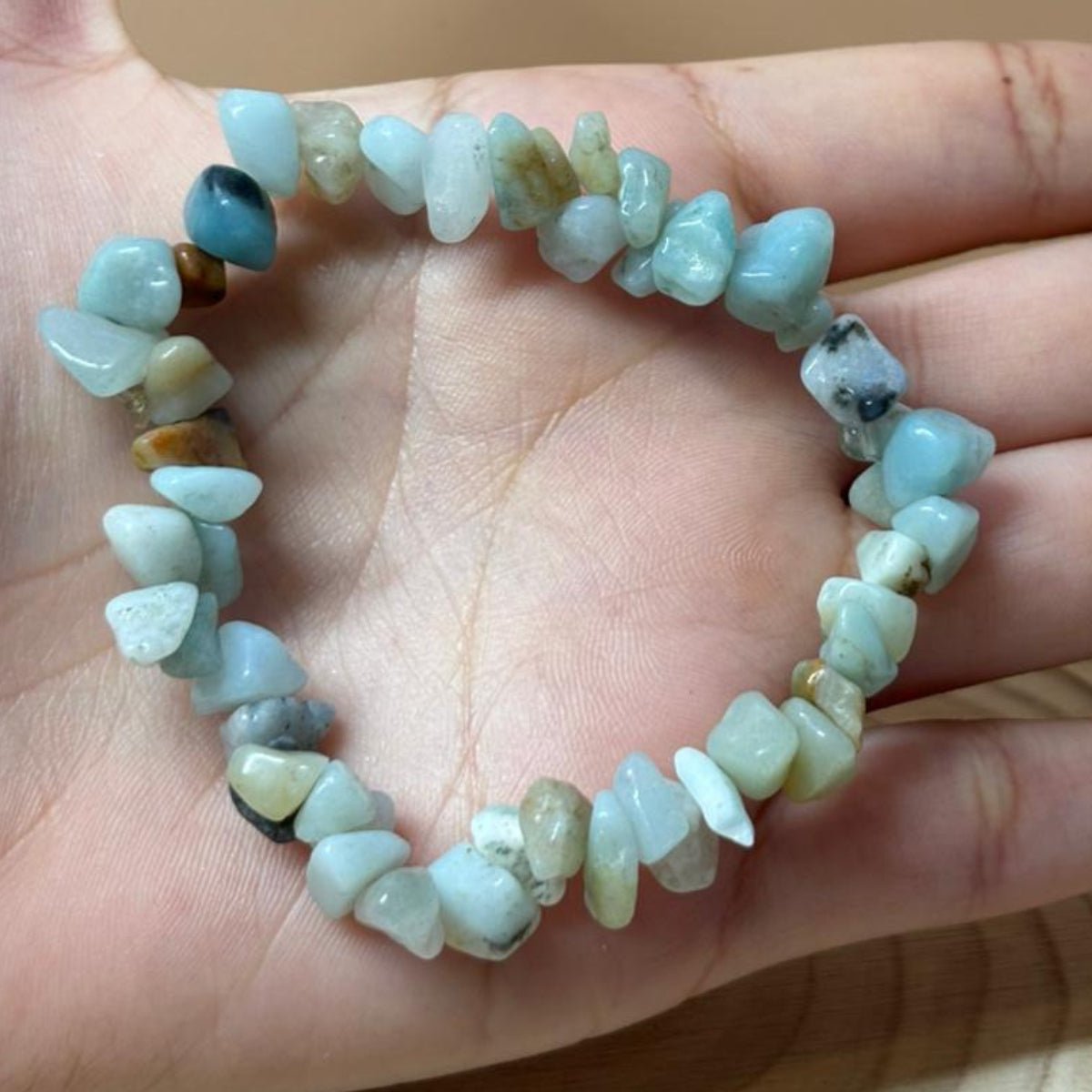 Pulsera Amazonita Piedra Natural Chips Calma Y Equilibrio