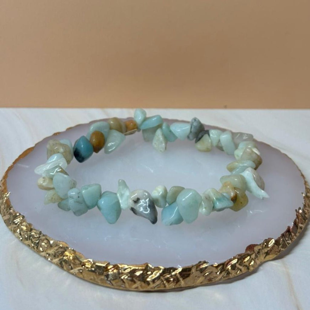 Pulsera Amazonita Piedra Natural Chips Calma Y Equilibrio