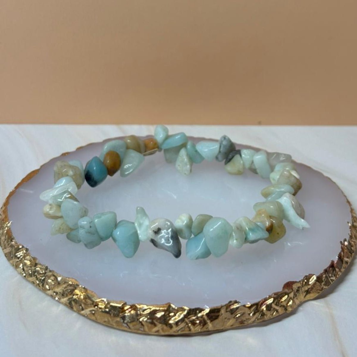 Pulsera Amazonita Piedra Natural Chips Calma Y Equilibrio