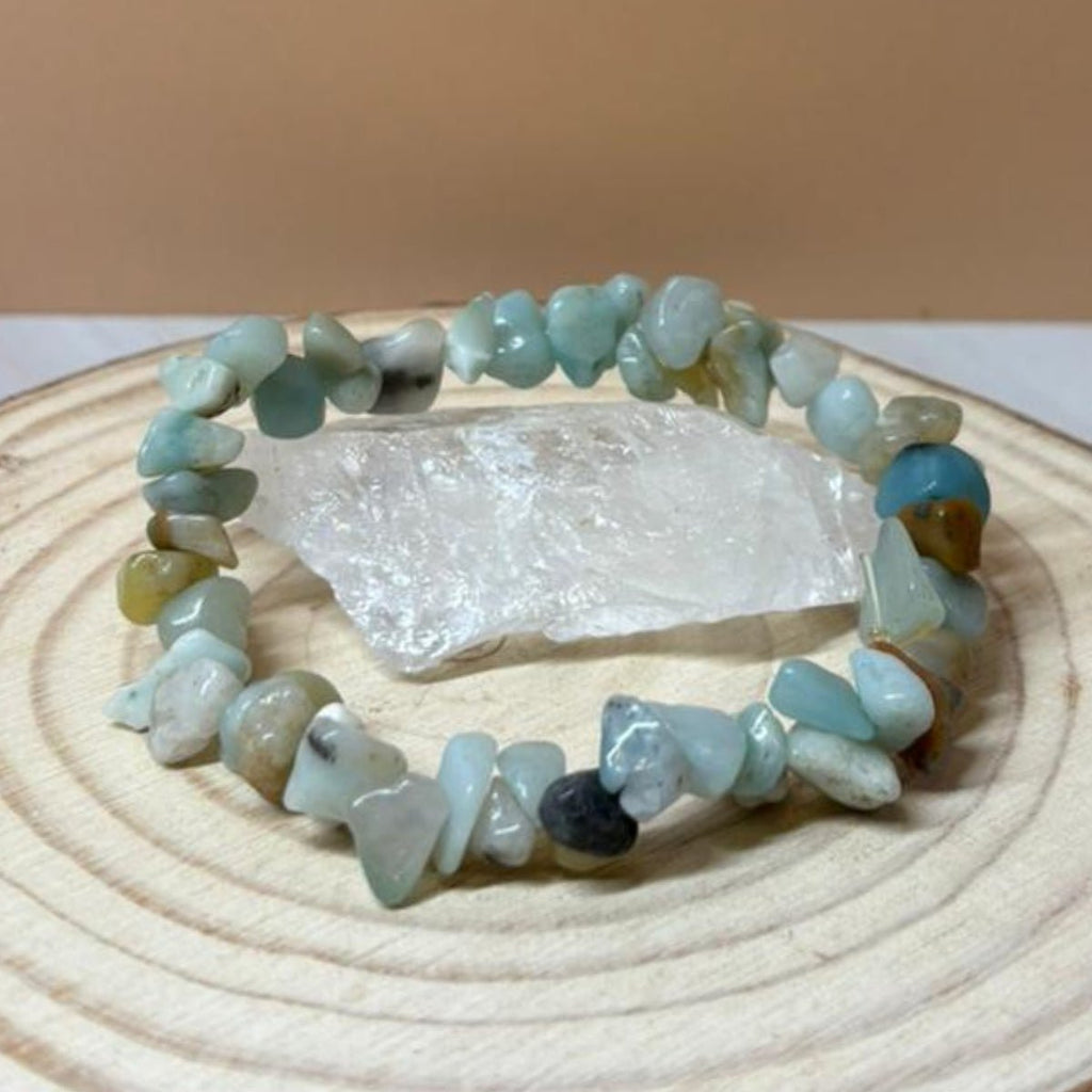 Pulsera Amazonita Piedra Natural Chips Calma Y Equilibrio
