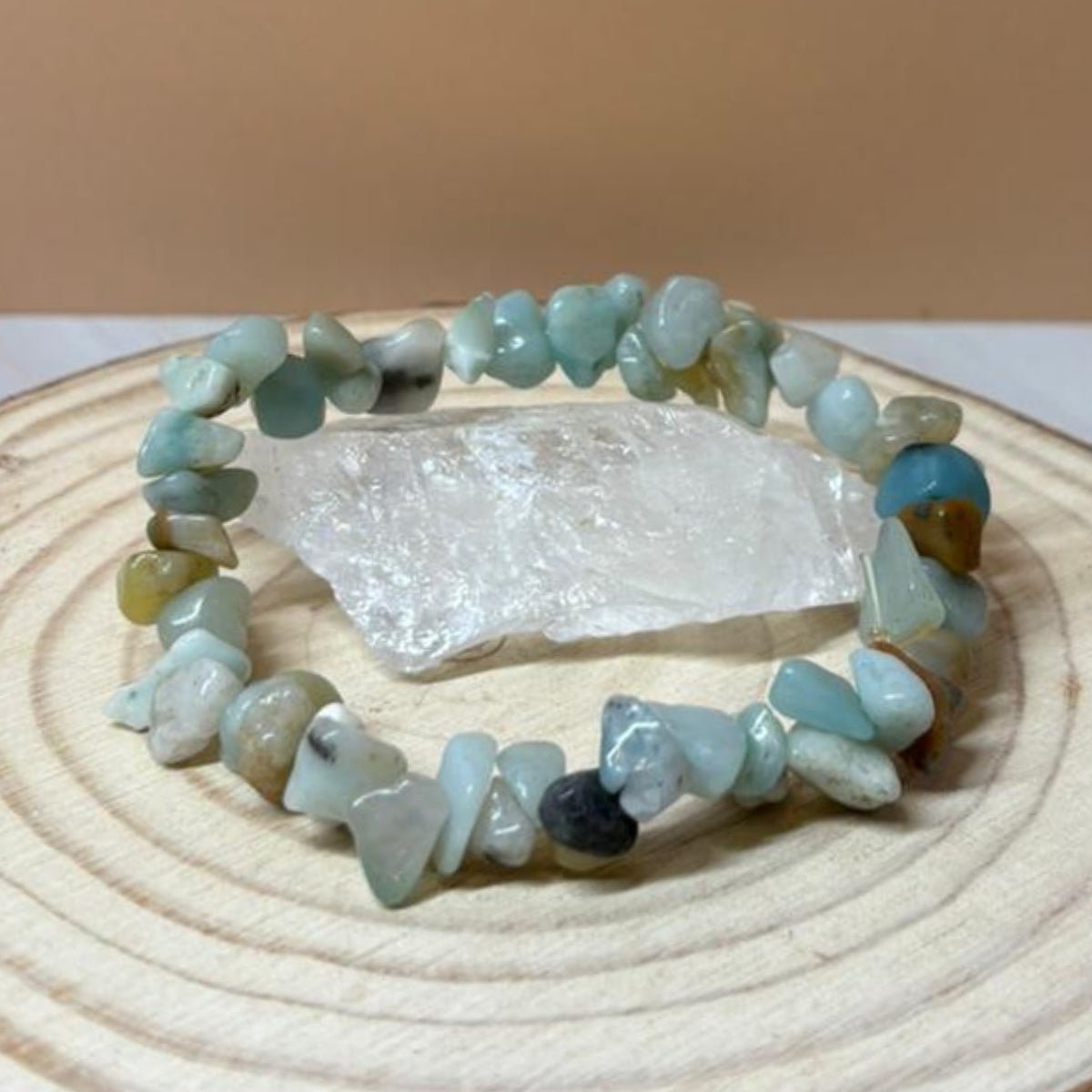 Pulsera Amazonita Piedra Natural Chips Calma Y Equilibrio