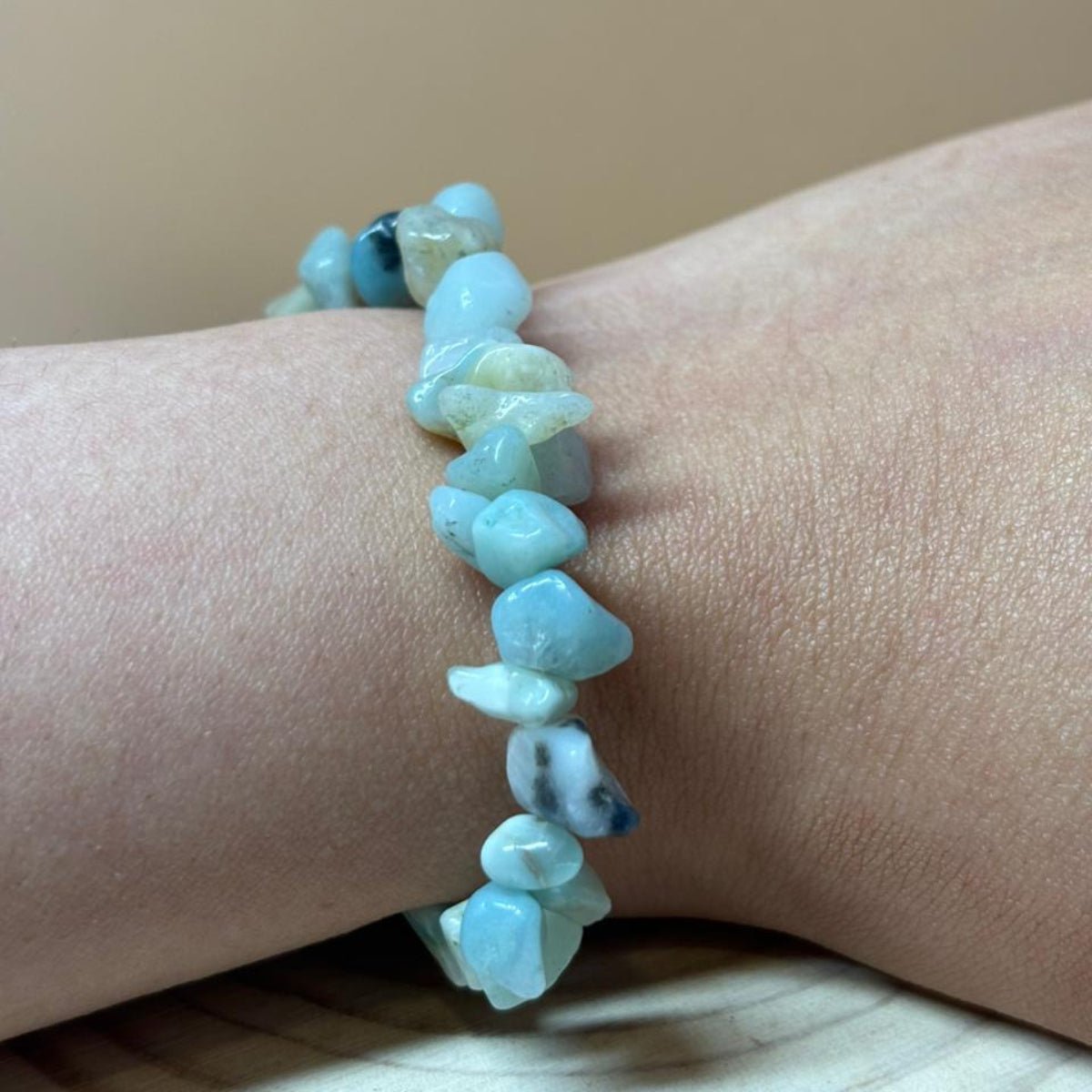 Pulsera Amazonita Piedra Natural Chips Calma Y Equilibrio