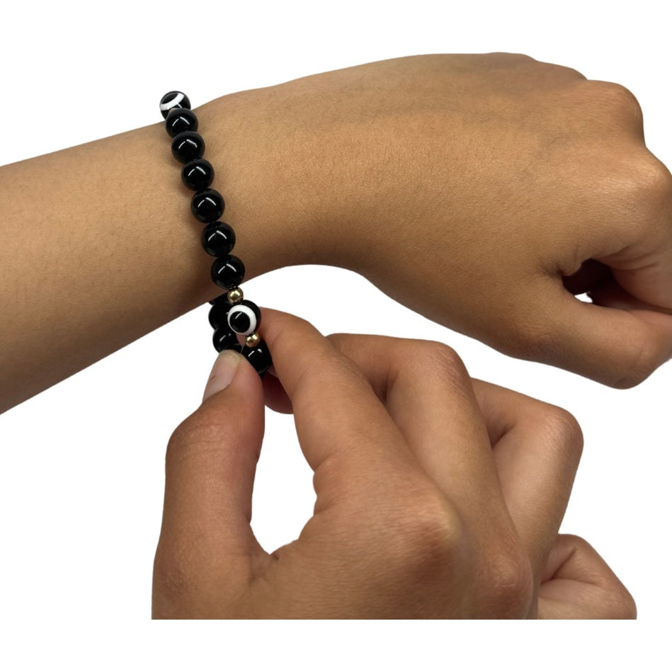 Pulsera Contra El Mal De Ojo Piedra Natural Energética Negra