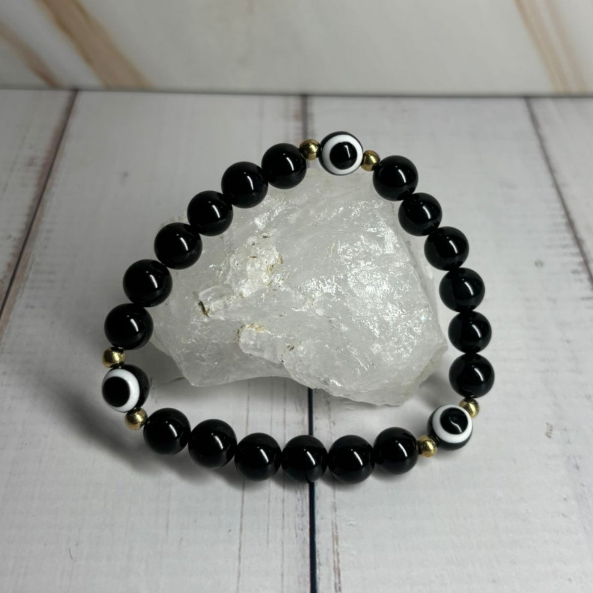 Pulsera Contra El Mal De Ojo Piedra Natural Energética Negra