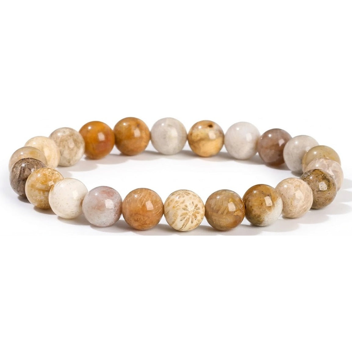 Pulsera Coral Fósil Piedra Natural Energía Unisex