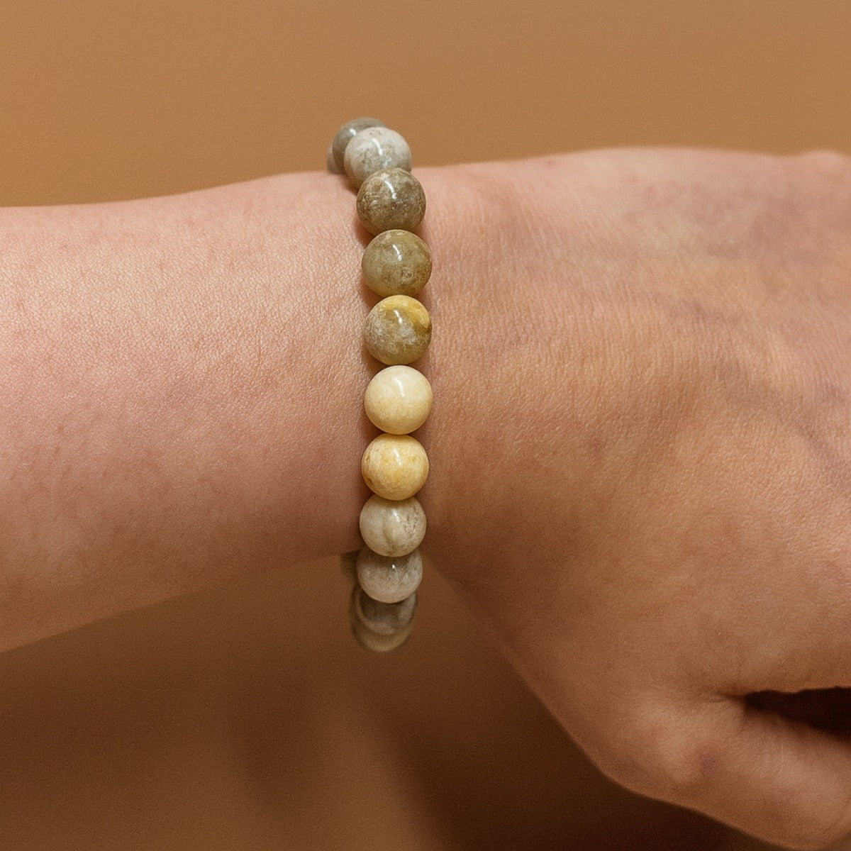 Pulsera Coral Fósil Piedra Natural Energía Unisex