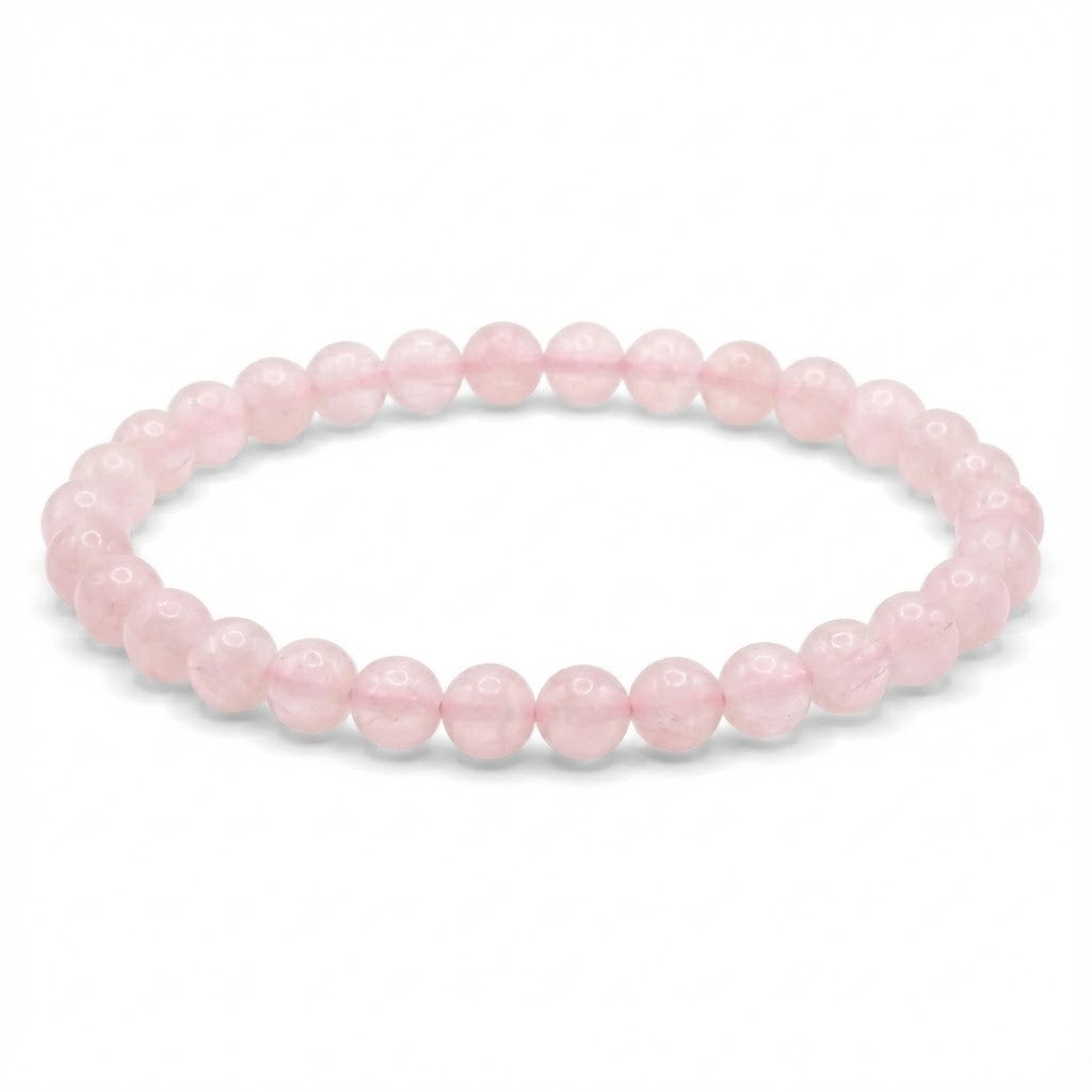 Pulsera Cuarzo Rosa Natural 6mm Para Amor Y Armonía