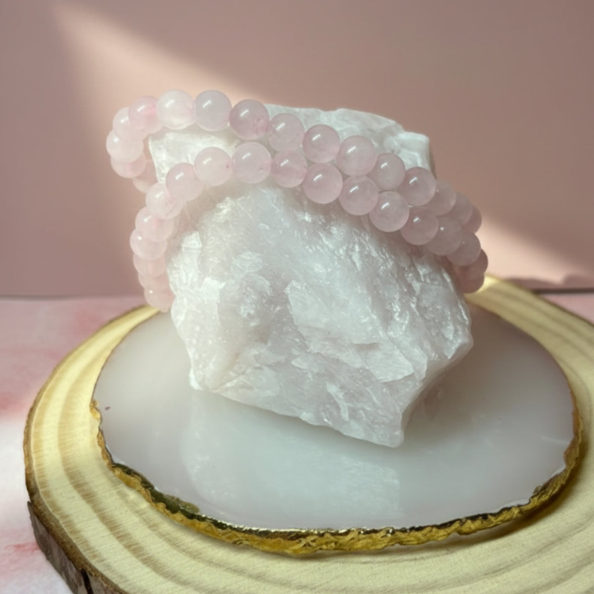 Pulsera Cuarzo Rosa Natural 6mm Para Amor Y Armonía