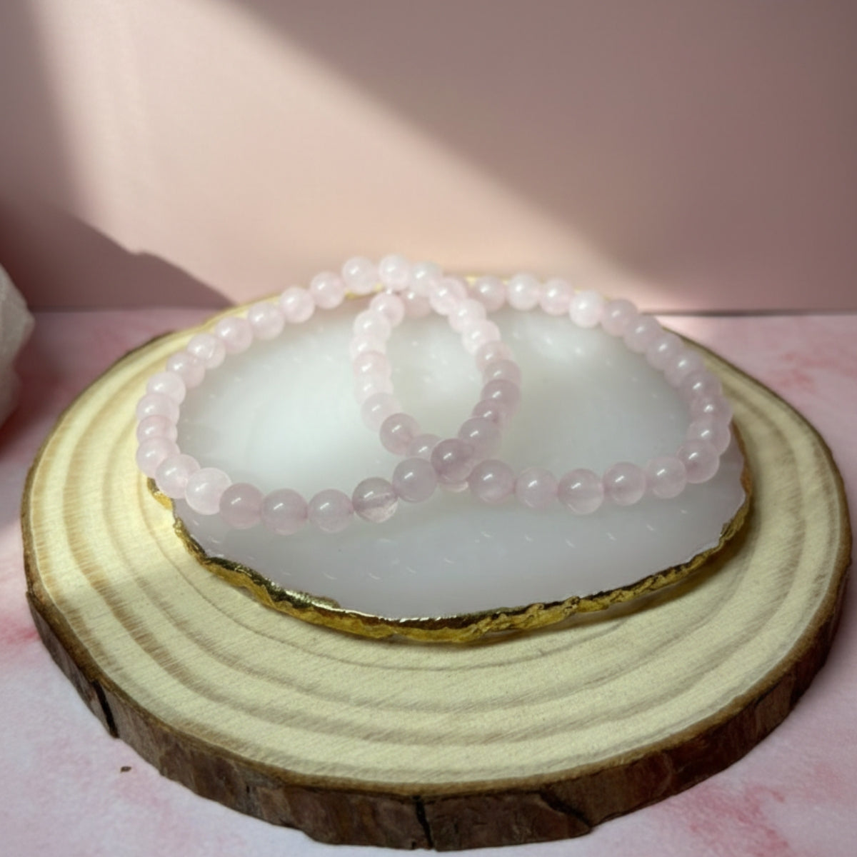 Pulsera Cuarzo Rosa Natural 6mm Para Amor Y Armonía