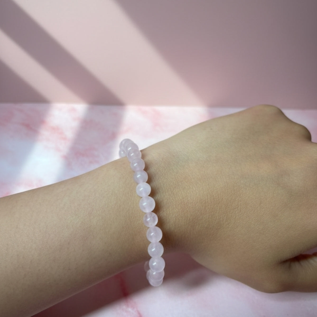 Pulsera Cuarzo Rosa Natural 6mm Para Amor Y Armonía