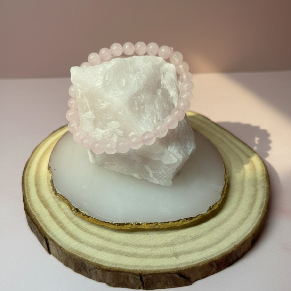 Pulsera Cuarzo Rosa Natural 6mm Para Amor Y Armonía