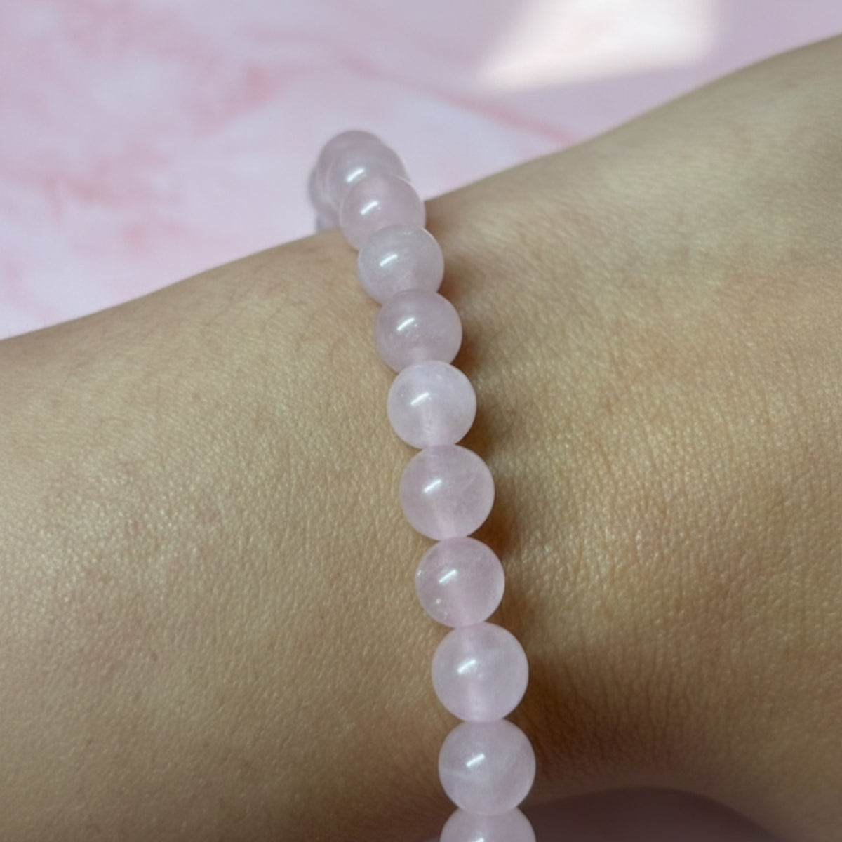 Pulsera Cuarzo Rosa Natural 6mm Para Amor Y Armonía