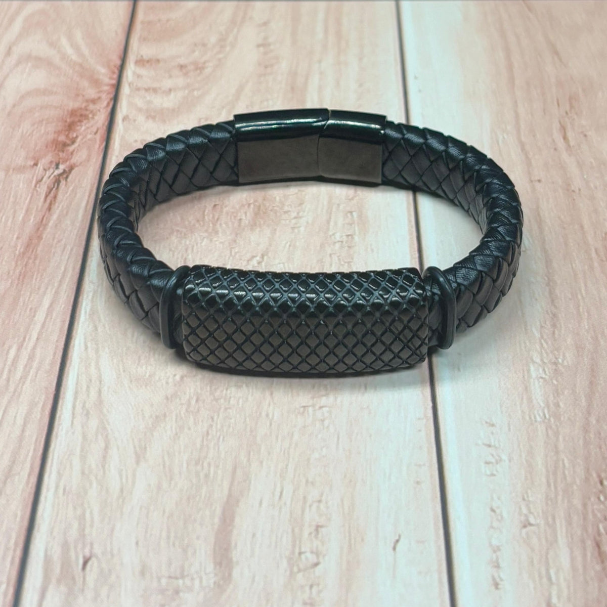 Pulsera De Cuero Genuino Y Acero Inoxidable Elegante Hombre