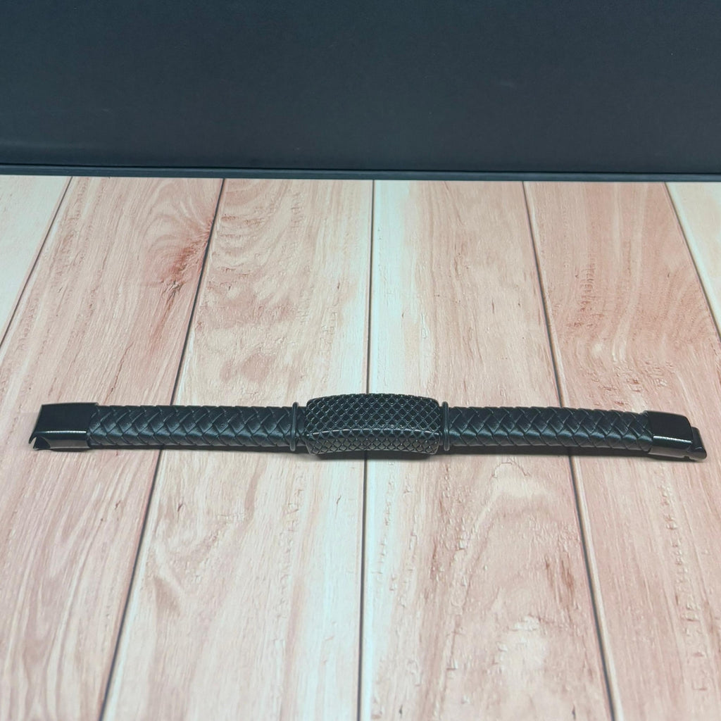 Pulsera De Cuero Genuino Y Acero Inoxidable Elegante Hombre