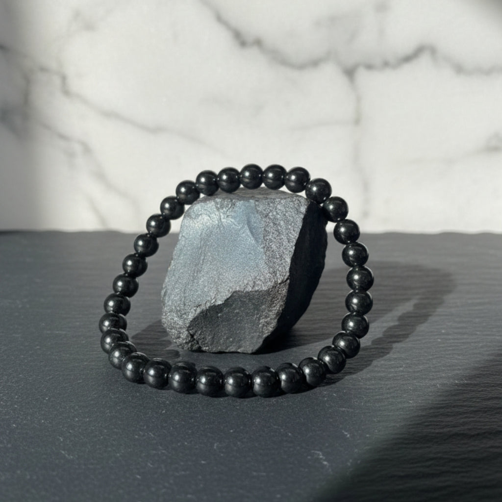 Pulsera Hematita Natural 6mm Para Protección Y Fuerza