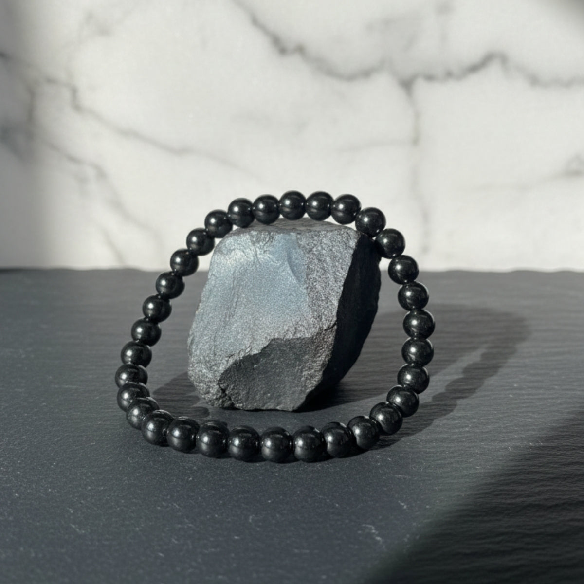 Pulsera Hematita Natural 6mm Para Protección Y Fuerza