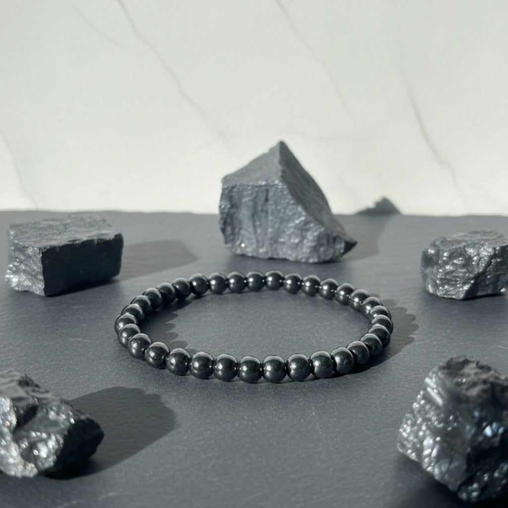 Pulsera Hematita Natural 6mm Para Protección Y Fuerza