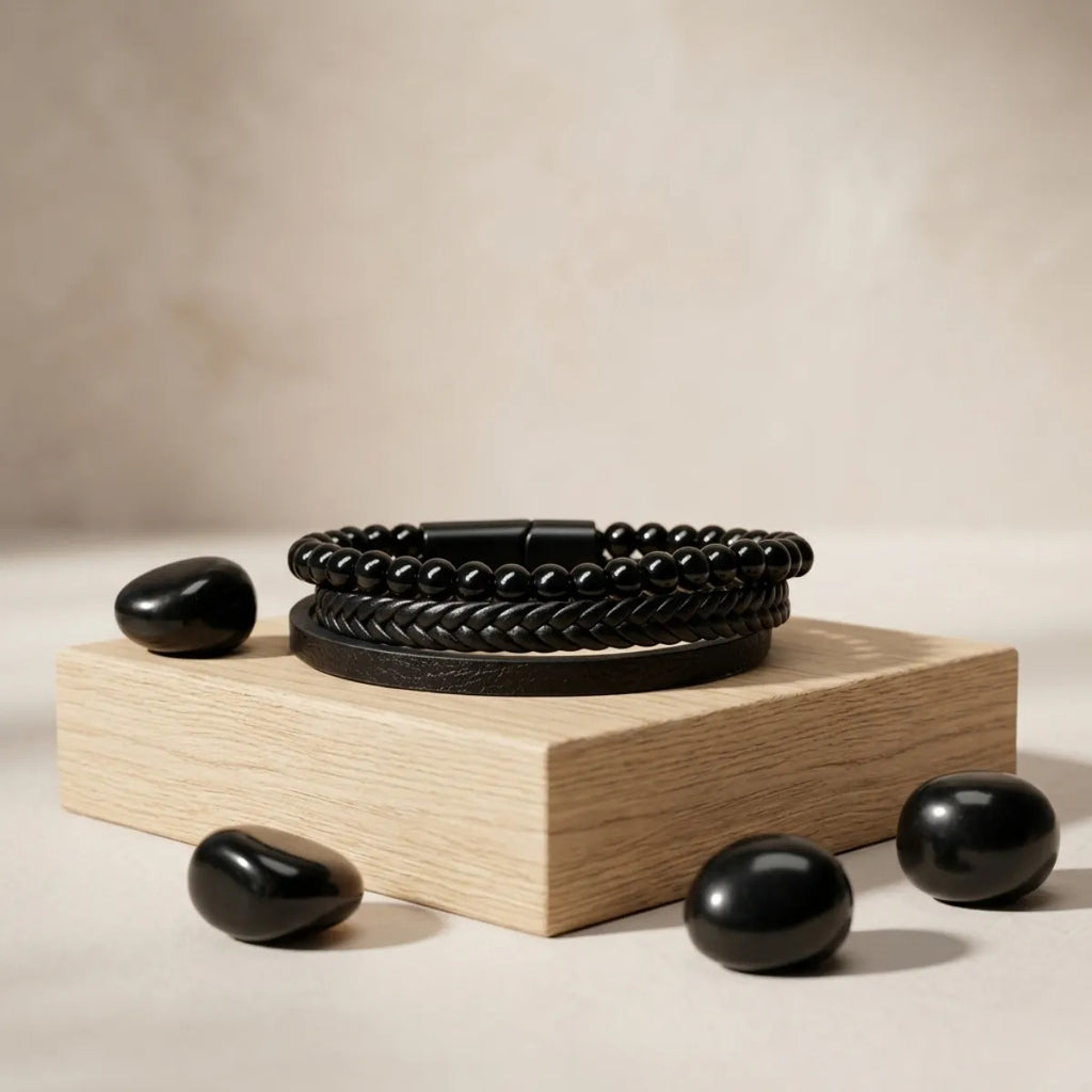 Pulsera de Ónix Cuero PU – Protección y Fuerza