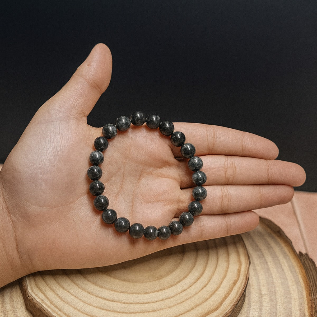 Pulsera Labradorita Gris Oscura Natural Energía Protección