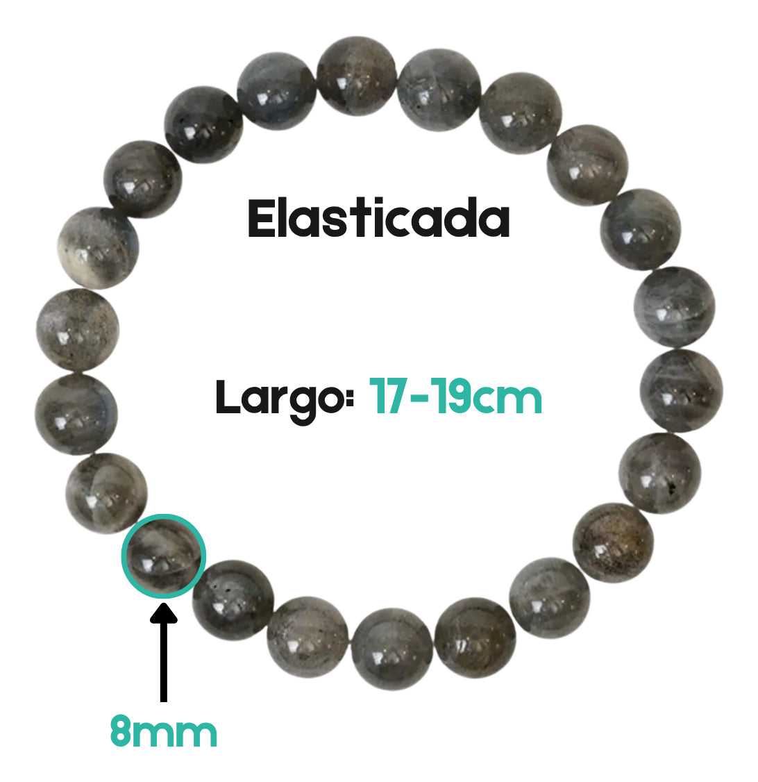 Pulsera Labradorita Gris Oscura Natural Energía Protección